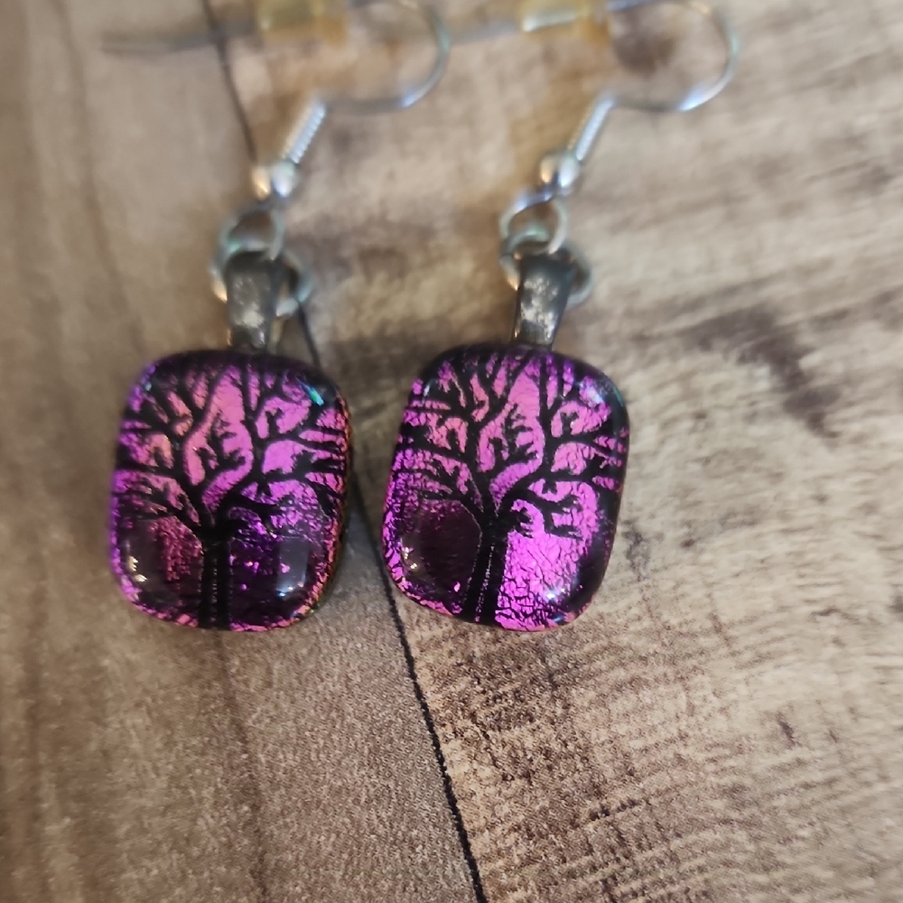Irridescent Tree Design Earrings